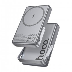 Hoco Q36A Sunlight 10.000 mAh 20W Type-C ve 10W Kablosuz Şarj PD Magsafe Standlı Powerbank (Gri)
