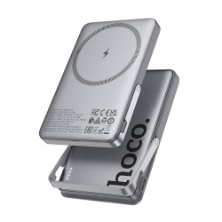 Hoco. Q36 Sunlight 5.000 mAh 20W Type-C ve 10W Kablosuz Şarj PD Magsafe Standlı Powerbank (Gri)