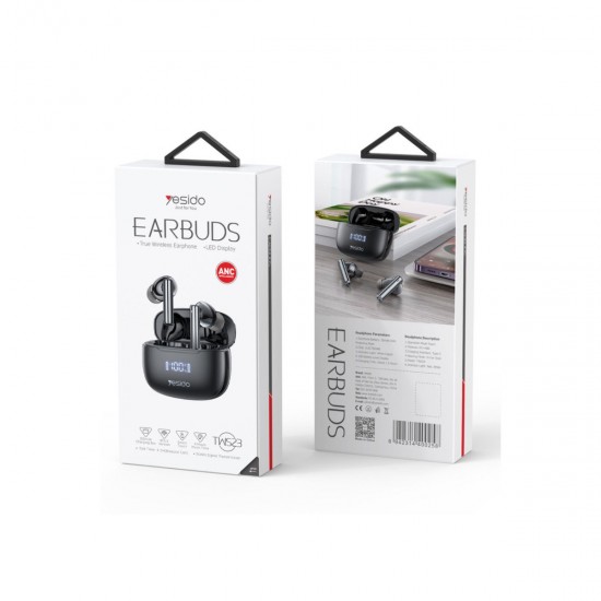 Yesido TWS23 Bluetooth 5.3 ANC Aktif Gürültü Engelleyici TWS Kulaklık (Siyah)