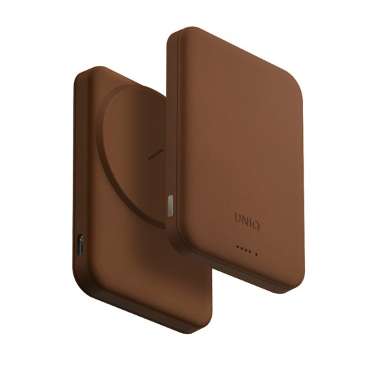 Uniq Lyden Lexa 5.000mAh Vegan Deri Ultra Hafif MagSafe Powerbank (Karamel)
