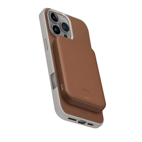 Uniq Lyden Lexa 5.000mAh Vegan Deri Ultra Hafif MagSafe Powerbank (Karamel)