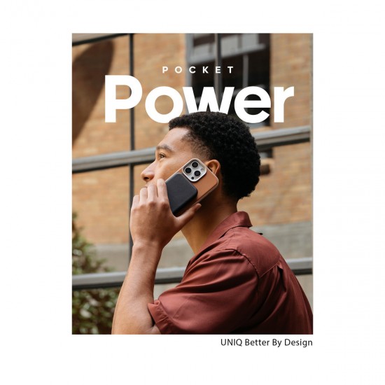 Uniq Lyden Lexa 5.000mAh Vegan Deri Ultra Hafif MagSafe Powerbank (Karamel)