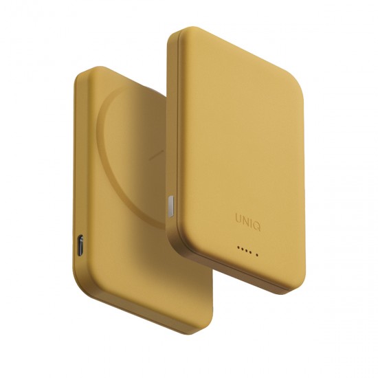 Uniq Lyden Lexa 5.000mAh Vegan Deri Ultra Hafif MagSafe Powerbank (Sarı)