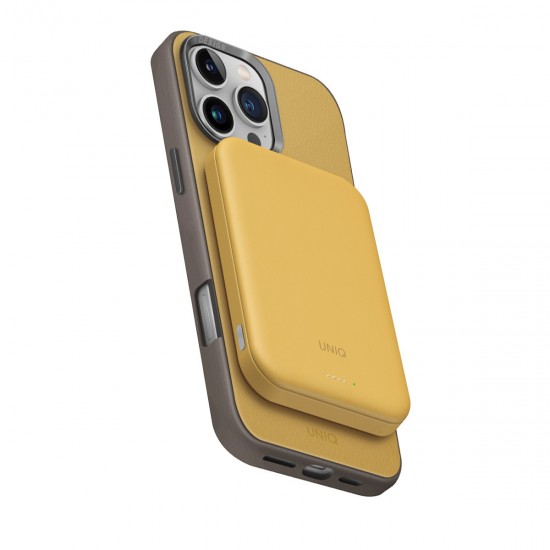 Uniq Lyden Lexa 5.000mAh Vegan Deri Ultra Hafif MagSafe Powerbank (Sarı)