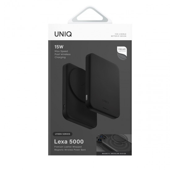Uniq Lyden Lexa 5.000mAh Vegan Deri Ultra Hafif MagSafe Powerbank (Sarı)
