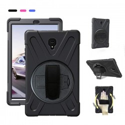 Samsung Galaxy Tab A 10.5 2018 T590-T595-T597 Uyumlu Defender Standlı Zırhlı Silikon Tablet Kılıfı (Siyah)