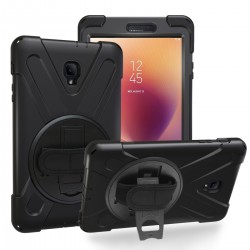 Samsung Galaxy Tab A 8.0 (2017) T385-T380 Uyumlu Defender Standlı Zırhlı Silikon Tablet Kılıfı (Siyah)