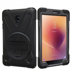 Samsung Galaxy Tab A 8.0 (2017) T385-T380 Uyumlu Defender Standlı Zırhlı Silikon Tablet Kılıfı (Siyah)