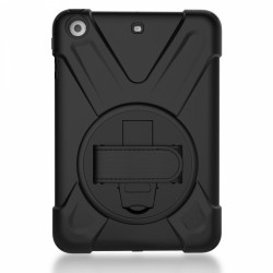 iPad Mini 3 Uyumlu Defender Standlı Zırhlı Silikon Tablet Kılıfı (Siyah)