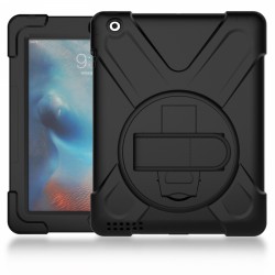 iPad 1-2-3-4 Uyumlu Defender Standlı Zırhlı Silikon Tablet Kılıfı (Siyah)