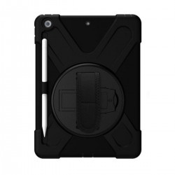İPad 7-8-9 10.2 (2019,2020,2021) Uyumlu Defender Standlı Zırhlı Silikon Tablet Kılıfı (Siyah)