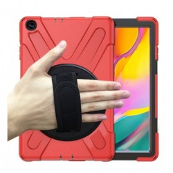 Samsung Galaxy Tab A 8.0 (2019) T290-T295 Uyumlu Defender Standlı Zırhlı Silikon Tablet Kılıfı (Kırmızı)