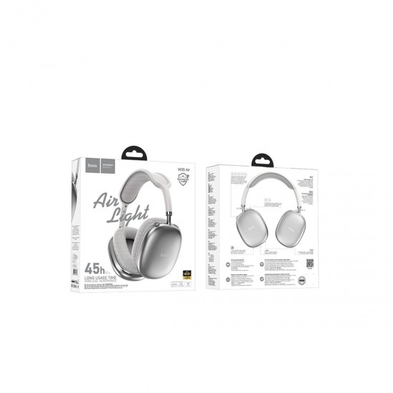 Hoco W35 Air Triumph Bluetooth 5.3 Çok Fonksiyonlu Kablosuz Kulak Üstü Kulaklık (Gümüş)