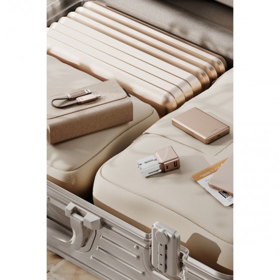 Energea x Bazic 25W Adaptör Alupac 10.000 Mah Powerbank ve Alucable 15 cm 60W USB To Lightning Seyahat Set (Gold)