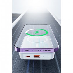 Yesido YP45 10.000 mAh 20W Dijital Göstergeli 15W Kablosuz Şarjlı Standlı Magsafe PD Hızlı Şarj Powerbank (Beyaz)