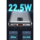 Yesido YP46 10.000 mAh 22.5W Dijital Göstergeli USB3.0 PD Hızlı Şarj Powerbank (Gri)