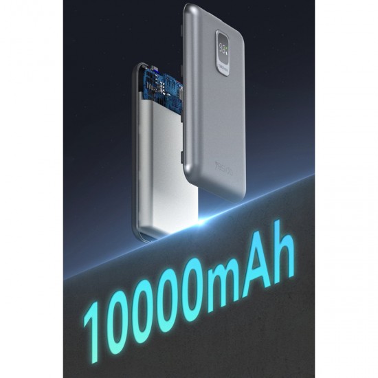 Yesido YP46 10.000 mAh 22.5W Dijital Göstergeli USB3.0 PD Hızlı Şarj Powerbank (Gri)