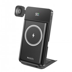 Yesido YP69 10.000 mAh Led Göstergeli Çok Fonksiyonlu 20W PD Kablosuz Magsafe Powerbank (Siyah)