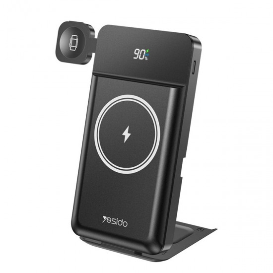 Yesido YP69 10.000 mAh Led Göstergeli Çok Fonksiyonlu 20W PD Kablosuz Magsafe Powerbank (Siyah)
