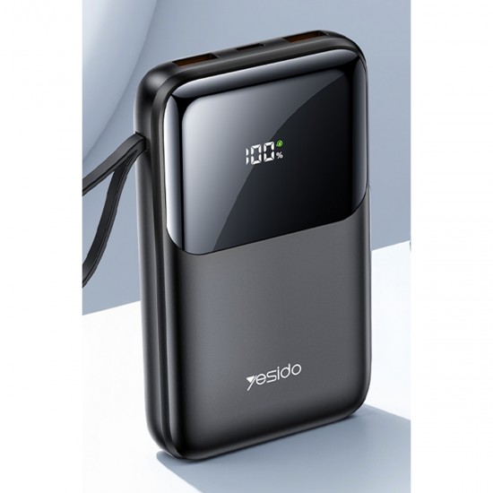 Yesido YP71 Dijital Göstergeli 10.000 mAh 6in1 22.5W PD Hızlı Şarj Powerbank (Siyah)