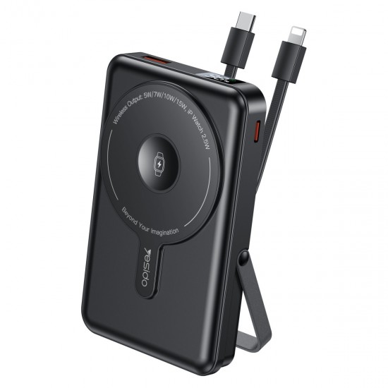 Yesido YP72 Dijital Göstergeli 10.000 mAh Kablosuz Magsafe Powerbank (Siyah)