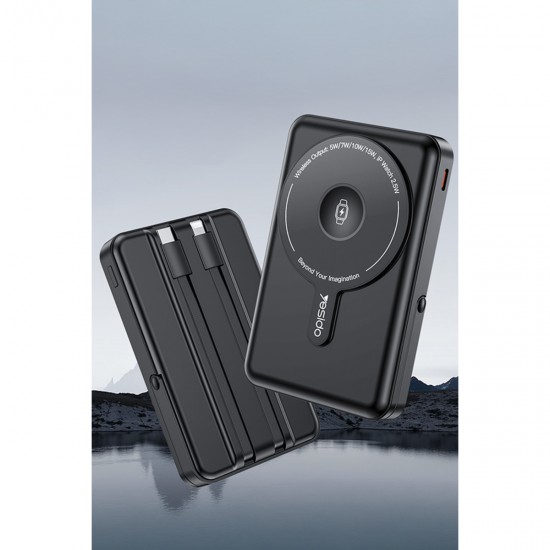 Yesido YP72 Dijital Göstergeli 10.000 mAh Kablosuz Magsafe Powerbank (Siyah)