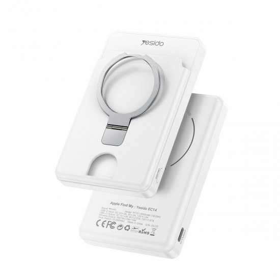 Yesido YP73 Konum Takip Özellikli 5.000 mAh Kablosuz Magsafe Powerbank (Beyaz)