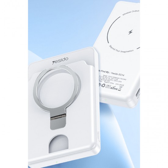 Yesido YP73 Konum Takip Özellikli 5.000 mAh Kablosuz Magsafe Powerbank (Beyaz)