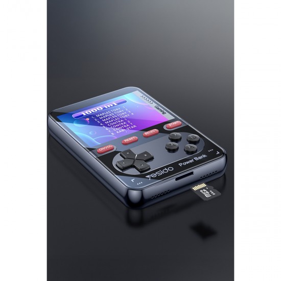 Yesido YP87 Dahili Retro Oyun Konsollu 10.000 mAh 2in1 20W PD Hızlı Şarj Powerbank (Siyah)