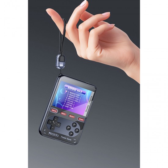 Yesido YP87 Dahili Retro Oyun Konsollu 10.000 mAh 2in1 20W PD Hızlı Şarj Powerbank (Siyah)