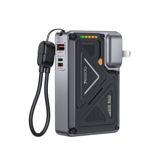 Yesido YP89 Akım Korumalı ve Stantlı 10.000 mAh 5in1 22.5W PD 15W Kablosuz Hızlı Şarj Destekli Magsafe Powerbank (Beyaz)