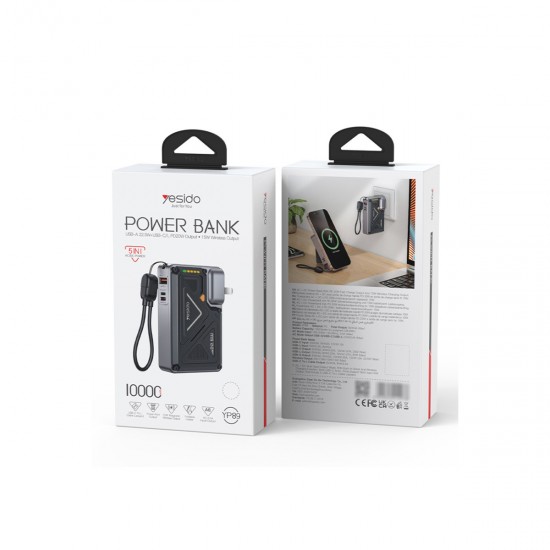 Yesido YP89 Akım Korumalı ve Stantlı 10.000 mAh 5in1 22.5W PD 15W Kablosuz Hızlı Şarj Destekli Magsafe Powerbank (Beyaz)