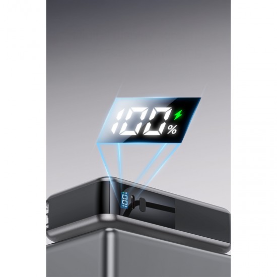 Yesido YP90E Dijital Göstergeli 10.000 mAh 22.5W PD Hızlı Şarj Destekli Makaralı Type C ve Lightning Kablolu 5in1 Powerbank (Siyah)