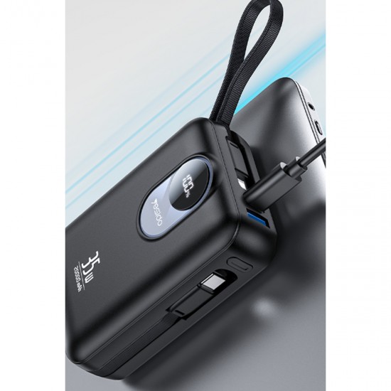 Yesido YP94 Dijital Göstergeli 20.000 mAh 35W Hızlı Şarj Destekli Çift Kablolu Powerbank (Siyah)