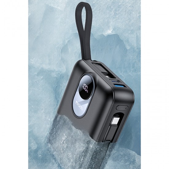 Yesido YP94 Dijital Göstergeli 20.000 mAh 35W Hızlı Şarj Destekli Çift Kablolu Powerbank (Siyah)