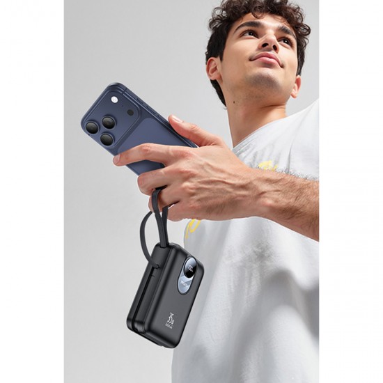 Yesido YP94 Dijital Göstergeli 20.000 mAh 35W Hızlı Şarj Destekli Çift Kablolu Powerbank (Siyah)