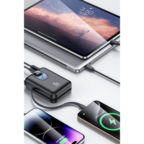 Yesido YP94 Dijital Göstergeli 20.000 mAh 35W Hızlı Şarj Destekli Çift Kablolu Powerbank (Siyah)