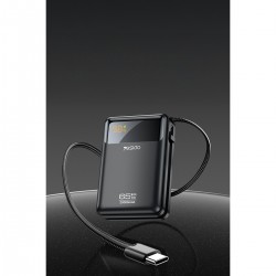 Yesido YP97 Dijital Göstergeli 20.000 mAh 65W Hızlı Şarj Destekli Dahili Type C Kablolu Laptop Şarj Edebilir Powerbank (Siyah)