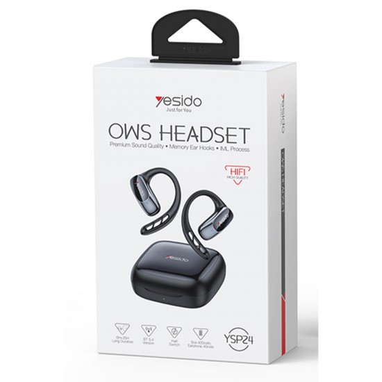 Yesido YSP24 Bluetooth 5.4 OWS Açık Kulak Tasarımlı Kablosuz Kulaklık (Siyah)