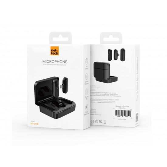 Nettech NT-0T08 Type-C Duo Wireless Mini Kablosuz Yaka Mikrofonu Nettech NT-0T08 Type-C Duo Wireless Mini Kablosuz Yaka Mikrofonu