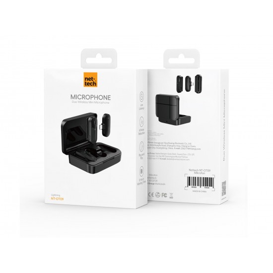 Nettech NT-0T09 Lightning Duo Wireless Mini Kablosuz Yaka Mikrofonu Nettech NT-0T09 Lightning Duo Wireless Mini Kablosuz Yaka Mikrofonu