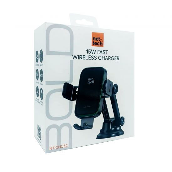 Nettech NT-CHC32 15W Otomatik Sensörlü Kablosuz Araç Şarj Cihazı & Telefon Tutucu