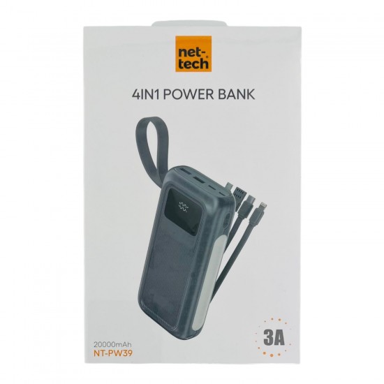Nettech NT-PW39 20000 mAh 4in1 Hızlı Şarj Power Bank
