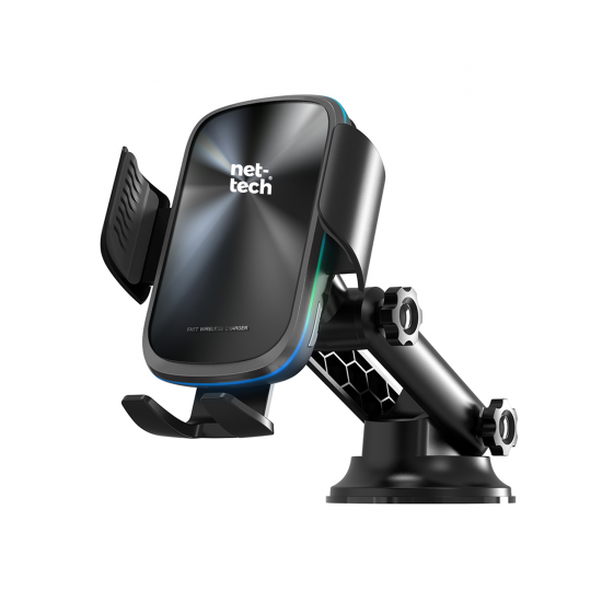 Nettech NT-CHC31 15W AI Akıllı Sensörlü Kablosuz Araç Şarj Cihazı ve Telefon Tutucu (Siyah)