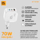 Nettech NT-HCH10 70W PD+QC GaNPrime Şarj Aleti (Beyaz)