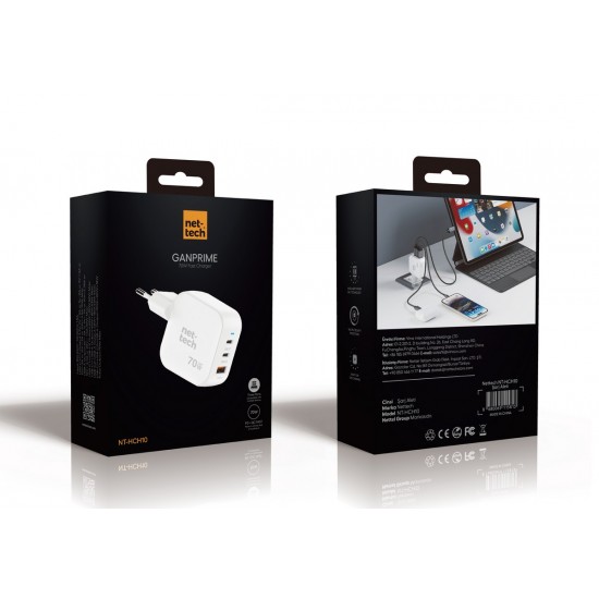Nettech NT-HCH10 70W PD+QC GaNPrime Şarj Aleti (Beyaz)