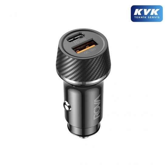Rova OSB193 38W Hızlı Araç Şarj Cihazı - Type-C PD + USB-A QC 3.0 Çift Portlu Araç Şarj Adaptörü