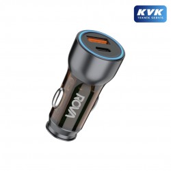 Rova OSB196 48W Hızlı Araç Şarj Cihazı - Type-C PD + USB-A QC 3.0 Çift Girişli Araç Şarj Başlığı