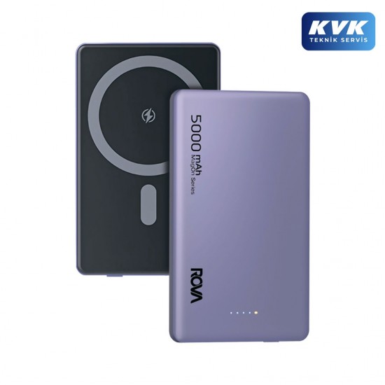 Rova PWS615 5000 mAh Ultra İnce MagSafe Kablosuz 20W PD Hızlı Şarj Powerbank (Mor)