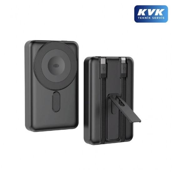 Rova PWS625S 10000 Mah 22.5W Süper Hızlı Şarj Powerbank – Kablosuz, Type-C & Lightning Dahili Kablo, Akıllı Saat Uyumlu (Siyah)